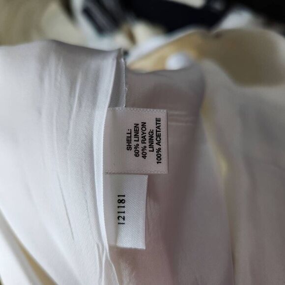 Ann Taylor LOFT Womens White Wide Leg High Waist Lined Linen Pants Size 8P - Picture 14 of 15